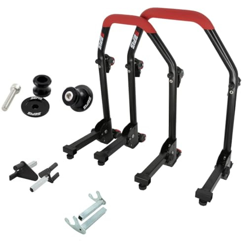 SEFIS M20U Motorradständer Set + Prismabuchsen M8 Vorder- und Hinterrad Motorradheber Serviceständer Front und Heck montageständer aufbocken (für Kawasaki Z900 2025)