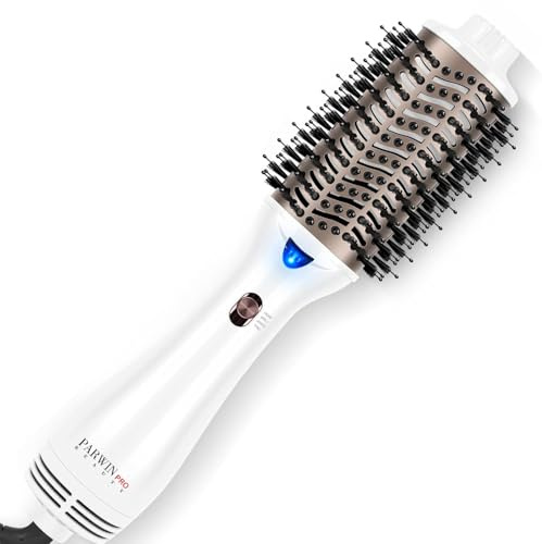 One-Step Brosse Soufflante, PARWIN PRO BEAUTY Seche Cheveux, Soufflante Ovale 4 en 1, Chauffante Brushing, Sécher, Lisser, Volumiser, Coiffer,Hair Dryer Brush,Blanc