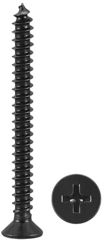 METALLIXITY 80Pcs M3x30mm Countersunk Phillips Wood Screws Carbon Steel | Coarse Thread Drive Flat Head Phillips Wood Screws for Furniture Installation Repair,Black