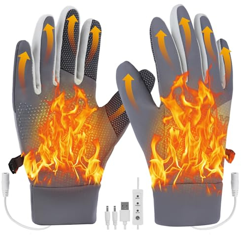 Sockywin Guantes Calefactables Electrónicos para Hombre y Mujer, Guantes Calefactables Moto Invierno Térmicos de Artritis USB Calentador de Mano para Esquí Motociclismo Pesca Senderismo Caza