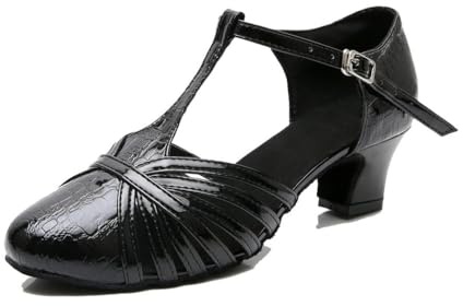 MGM-Joymod dam pumps T-rem balsal latin moderna dansskor avslutningsbal bröllop festskor, Yw089 svart 5 cm klack, 34 EU