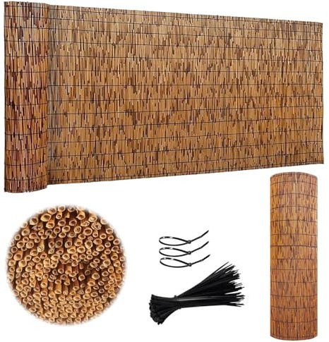 Clôture en bambou naturel – Garde-corps en bambou extérieur résistant aux intempéries pour jardin, piscine, balcon et décoration murale – Disponible en hauteur de 0,6 à 1,8 m (H x L)