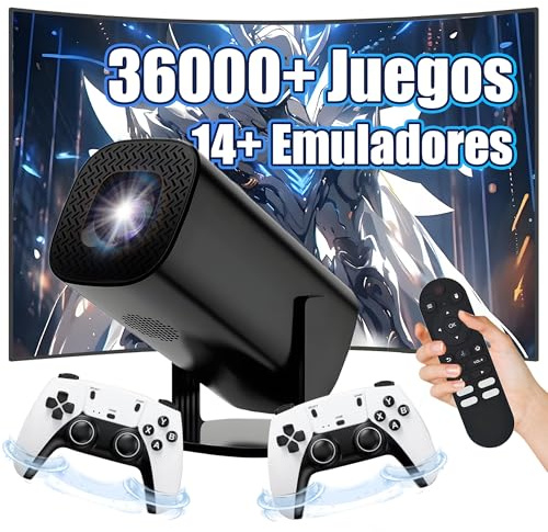 P30 Ultra Mini proyector,36000+ juegos, 14 emuladores, WIFI 2.4G+5G y Bluetooth. Proyector portátil inteligente, proyectores GAME 1280*720P con 2 mandos inalámbricos, Android 11, para juegos y acampad