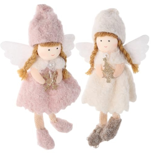 IMIKEYA 2 Stück Plüsch Engel Weihnachtsbaumschmuck Anhänger Weihnachtsbaum Ornamente niedliche Plüsch Engel Weihnachten Christbaumschmuck Weihnachtsbaumanhänger für Festliche Deko