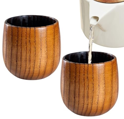 Vaso de whisky de madera, 2 piezas, decoración de mesa antigua, taza de café rústica, vasos de whisky, para hombres, cumpleaños, té, café, vino, bourbon, cerveza, decoración de mesa, hogar, oficina
