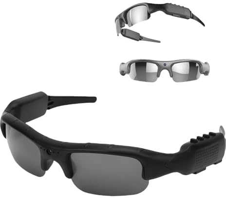 LICAEVEY Lunettes de Caméra, Lunettes de Soleil avec Caméra Grand Angle HD 1080P 140 °, de Soleil D'enregistrement Vidéo Intelligentes avec WiFi, pour Les Sports de Plein Air,