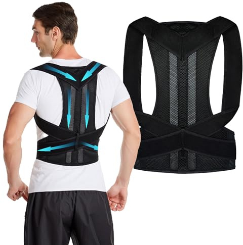 Posture correction belt for men and women, back support posture correction belt with breathable adjustable shoulder straps for improved lumbar support belt, back support to prevent hunchbacks