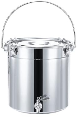 Pentola Per Zuppa Di Pesce, Secchio Per Zuppa In Acciaio Inossidabile 201/Secchio Sigillato/Secchio Per Trasporto, Serbatoio Per Vino Con Rubinetto, Per Secchio Per La Conservazione Acqua(34L)