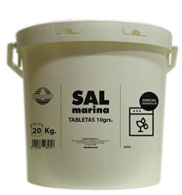 Sal en tabletas 10 gr especial lavavajillas. Bote con asa y hermético 20 kg