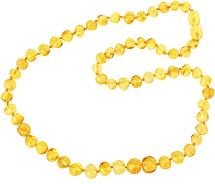 TheNaturalAmber Baltic Amber Necklace for Adults – 45cm Lemon Yellow Polished Baroque Beads – Handmade Natural Healing Jewelry with Screw Clasp