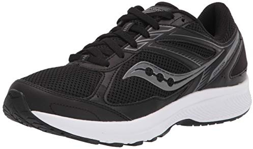 Saucony Men's Cohesion 14 Running Shoe, Black/White, 10.5 Wide