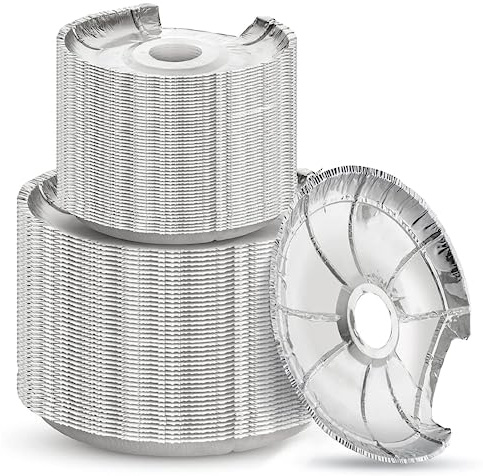 Heavy-Duty Aluminum Electric Stove Burner Covers (100 Pack) - Disposable Round Foil Liners (6 & 8 Inch), Non-Stick Drip Pan Protectors, Stove Top Covers, Great Kitchen Accessory for Easy Cleanup