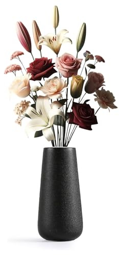 Mattschwarze Keramikvase, 20 cm, moderne Heimdekoration, Mittelstücke, klassische Blumenvase für Pampasgras oder Blumen, hochwertige Handarbeit aus Keramik, Qualität und minimalistisches Design