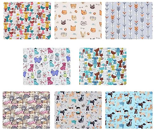 Milisten 8stücke Handmade Baumwollstoff Set Mit Katzenmuster Für -projekte Farben Zufällig Für Patchwork Und Kreative Bastelarbeiten