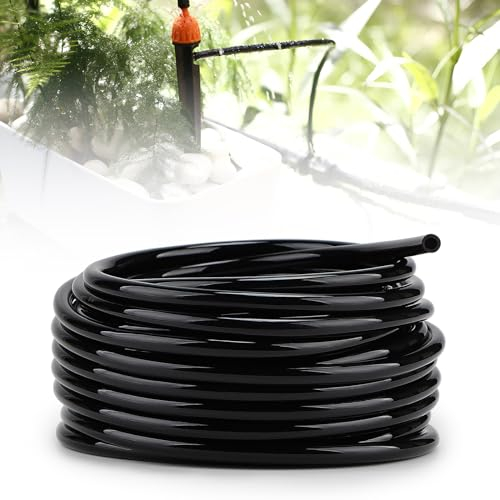 EFUTURETIME Tubo a Goccia per Irrigazione 4mm Tubo Gocciolante 10m, Micro Tubo di Irrigazione a Goccia per Giardino, Orto, Industria