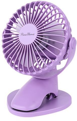 Portable Clip Fan Battery Operated,3 Speeds USB Rechargeable Mini Table Fan with Strong Airflow,360°Rotation Ultra Quiet Personal Desk Fan for Home Office Bedroom Dorm Stroller Camping(Purple)