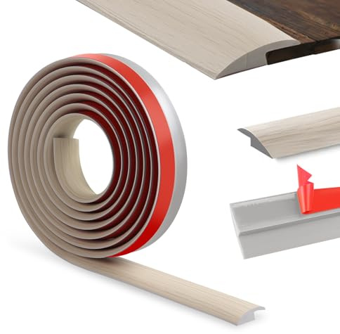 300cm üBergangsprofil-Selbstklebend, üBergangsleiste üBergangsprofil HöHenausgleich Pvc,TüRschwellen Leiste Kanten Gummiboden, TüRschwelle FüR Teppichboden SchwellenüBergang (3.5cm,Graue Holzmaserung)