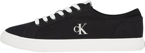 Calvin Klein Sneaker con Suela Vulcanizada Hombre Canvas Low Top, Negro (CK Black/Bright White), 42