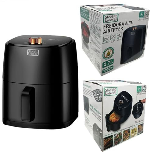Stock Lider-Freidora de Aire sin Aceite de 2,7L Air Fryer 1200W, Ahorro energético 70%, Varios Modos Cocinados, Panel Táctil, Digital y Compacta, Temperadura Regulable, Cocina Hasta 30 Min