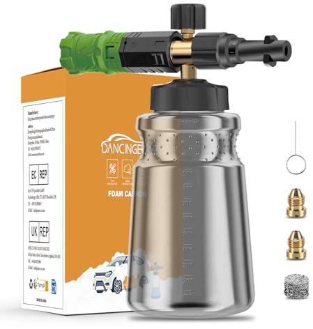DANCINGBOAR 1L Einstellbare Schneeschaumlanze, Geeignet für Kärcher K2 K3 K4 K5 K6 K7 Hochdruckreiniger, Verstellbare Schaumkanone, Dicke Schaumlanze, Ideal für Autowäsche und Reinigung