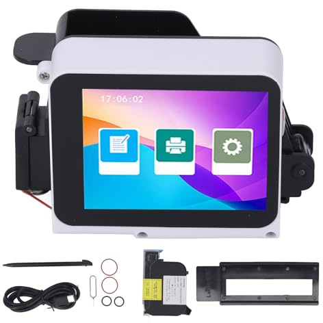 Sxhlseller Impresora de Inyección de Tinta Portátil, Mini Impresora de Inyección de Tinta Pequeña con Pantalla Táctil HD, 12,7 Mm, 600 PPP, 28 Idiomas y Cartucho de Tinta de Secado Rápido,