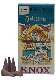 KNOX Weihnachtbäckerei Räucherkerzen - Duft: Zimtsterne - Menge: 24 Stück - Brenndauer: ca. 10-15 min - Made in Germany