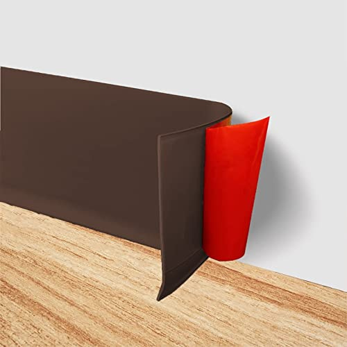 Rodapié flexible para baño, dormitorio, cocina, oficina, zócalos de vinilo marrón oscuro (10 m)
