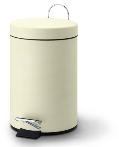 Crystals 3L Small Pedal Bin with Lid - Stainless Steel Bathroom Bin for Waste & Rubbish - Hands-Free Foot Pedal, Removable Inner Plastic Bucket - Compact & Stylish Toilet, Bedroom, Kitchen Bin