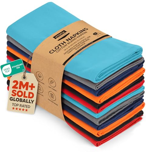 Utopia Kitchen Serviettes de Table en Tissu [Lot de 12, Multicolore] 46x46 cm en Coton Mélangé Lavable et Réutilisable pour l'hôtel, Le Restaurant, Les Mariages, Les Evénements et Les Fêtes