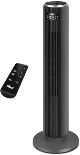 Levoit 23dB Silent Tower Fan for Bedroom, Standing Fan that Blows Cold Air for Home, Remote, 90° Oscillation, 12H Timer, 5 Speeds, 4 Modes, Bladeless 36 inch, Gray
