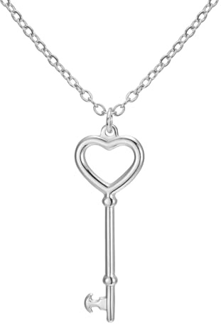 Amaxer Romantischer Herz-Schlüssel-Anhänger für Frauen Edelstahl-Schlüssel zu ihrem Herzen Schmuck-Halskette