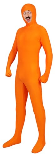Uisozsfeb Unisex Full Body Spandex Zentai Suit Halloween Costumes Open Face Cosplay Bodysuit for Men and Women(Z3914OR,S)