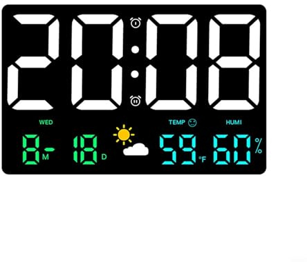 EffiFish Estación meteorológica inalámbrica con pantalla LCD a color, termómetro higrómetro para interiores y exteriores, pronóstico de 12 horas, reloj despertador dual, negro (B)