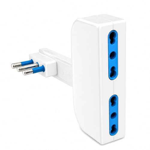 1 st vit platsbesparande adapter, 16 A kontakt 2P + T med 2 italienska tvåstegsuttag 10/16A, AC 220 V Max 1500 W