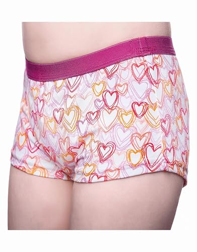 DRY & COOL Braga para niñas para incontinencia diurna | Ropa interior lavable | Braguita protectora con almohadillas absorbentes para fugas ligeras I Comodidad discreta I Color: Corazones