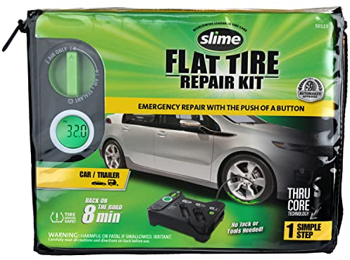 Slime 50123 Flachreifen-Notfall-Set, inkl. Dichtstoff und Reifenfüllpumpe, digital, geeignet für Autos und andere Autobahnfahrzeuge, 8 Min. Fix