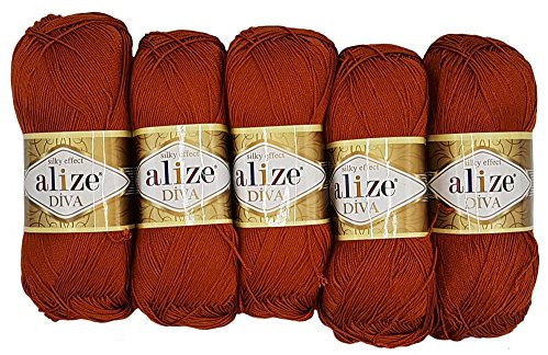 Alize 5 x 100g Diva Batik Wolle, 500 Gramm merzerisierte Strickwolle Acrylwolle
