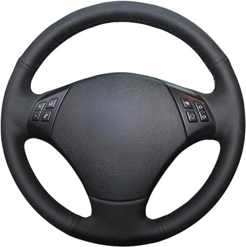 MEWANT Passgenauer Lenkradbezug zum Nähen für BMW 3 Series | 3 Series E90 (Sedan) 2005-2011 / E91 (Touring) 2005-2011 X1 E84 2009-2015 Atmungsaktiv Für Beheizte Lenkräder Langlebig