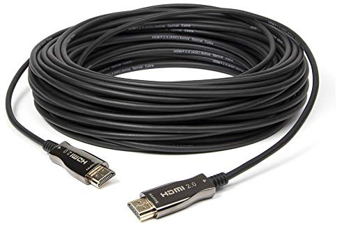 Emelec Video Com EQ 115050 - Cavo HDMI 2.0 – 50.0 m 4K UHD alta velocità + Ethernet in fibra ottica nera