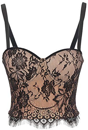 Woboren Femmes Débardeurs Crochet Réservoir Camisole en Dentelle Vest Blouse Corset bustier Bra Crop Top