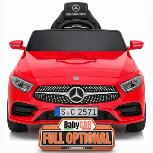 BabyCar Mercedes CLS 350 AMG | Kinder Auto Elektro 12V mit 2×25W Motoren | Kinder Elektroauto mit Fernbedienung, Ledersitz, Türen zum Öffnen, MP3/USB | Offiziell Lizenziertes | Rot