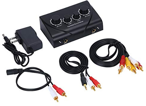 Greatangle Karaoke Sound Mixer Professional Audio System Portable Mini Digital Audio Sound Karaoke Machine Echo Mixer System Black