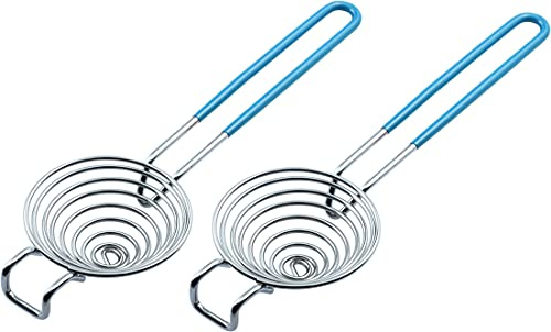 CAMKYDE Egg Separator Food Grade Stainless Steel Egg Yolk White Separation Tool, Set of 2 (Blue)