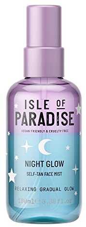 Isle of Paradise Self Tan Face Mist Night (100 ml) Graduale Self Tan Face Nebbia, che combina cura della pelle e autoabbronzante, ingredienti naturali e vegani