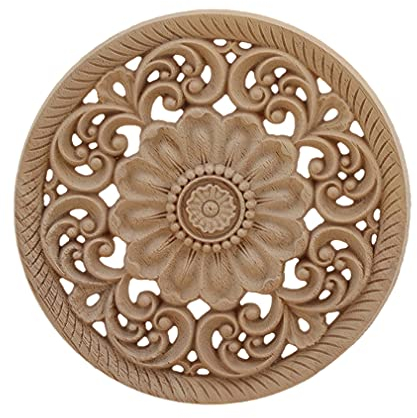 Holzapplikation Onlay Holz Aufkleber Antik Modern Ornament Rose Krone Blätter Ecke Home Dekoration Zubehör Schrank Fenster 30 cm x 30 cm 2