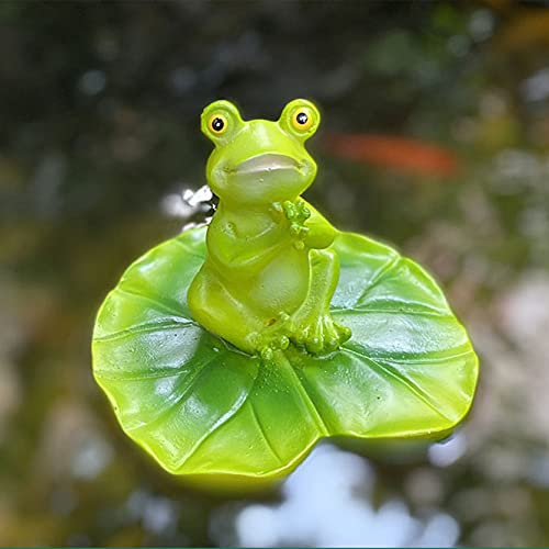LONG-L Frosch Teichdekoration Schwimmtier, Miniteich Froschkönig Teichfigur Garten Deko,Floating Lotusblatt Aquarium Fisch Teich Seerose Pool Blatt Teichdekoration,D