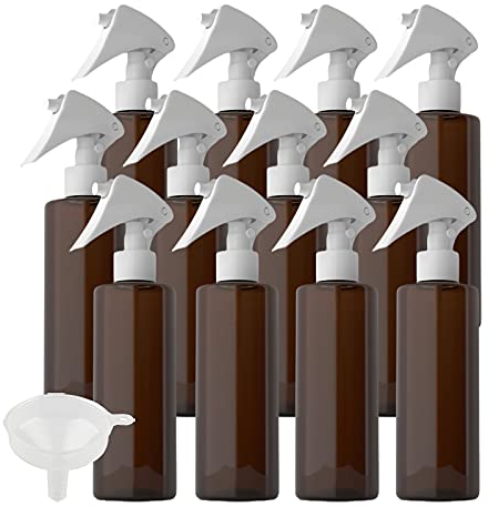 ZEOABSY 12 Pièce Ambre flacons vaporisateurs vides en plastique de 500 ml & 1 Pièce Entonnoir, Pour Coiffure Plante Fleurs Pulvérisateur D'eau jardinage, Domicile