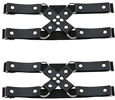 alisikee 2pcs Adjustable Leg Garter Belt, Elastic Punk Cross Thigh Garters for Women