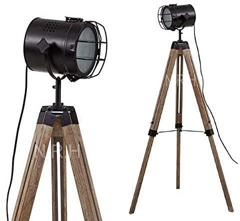 Nautical Searchlight Spotlight Tripod Floor Lamp Marine Beautiful Black Finish Office Decor Lighting