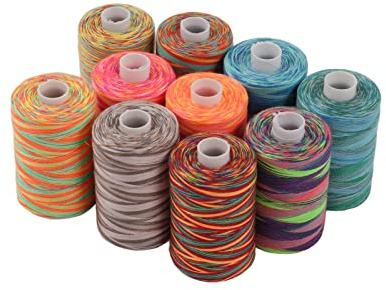 10 Teiliges Buntes Polyester Stickmaschinengarn Set, Verschleißfestes 402 Nähgarn, Ziernähte